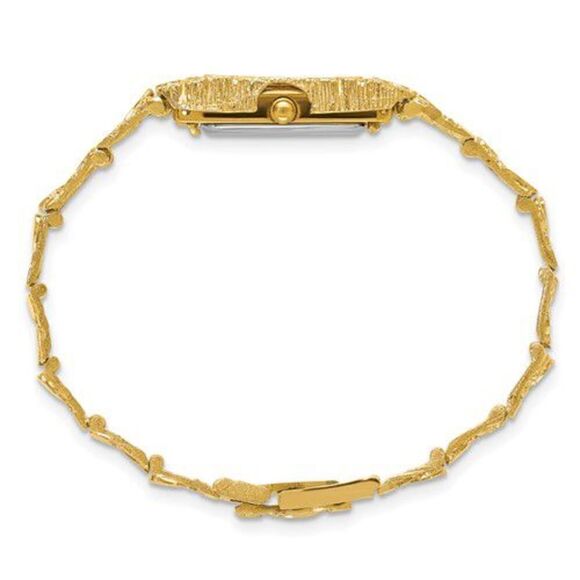 14K Ladies Rectangular Champagne 15x31mm Dial Solid Nugget Watch - Picture 4 of 4